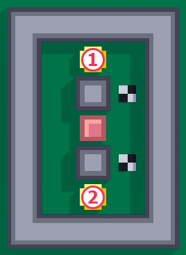 1 and 2 marked at top and bottom ball individually.
