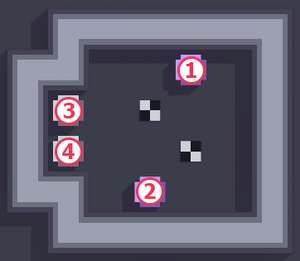 1 = R1C4, 2 = R4C3, 3 = R2C1, 4 = R3C1.