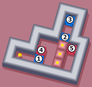 1 = R6C3, 2 = R3C5, 3 = R1C5, 4 = R5C3, 5 = R4C6.