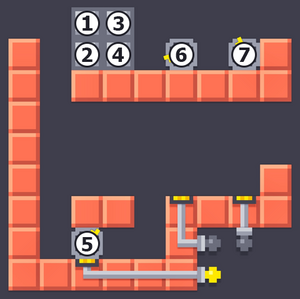 1 = R1C3, 2 = R2C3, 3 = R1C4, 4 = R2C4, 5 = R8C3, 6 = R2C6, 7 = R2C8.
