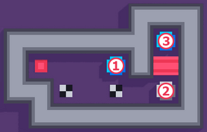 1, 2, and 3 are balls in the middle, bottom, and top row respectively.