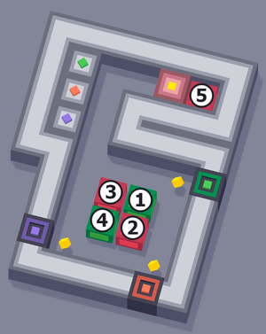 1 = R5C3, 2 = R6C3, 3 = R5C2, 4 = R6C2, 5 = R1C5.
