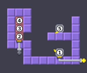 1 = Bottom power box, 2 to 4 = Wooden boxes from bottom to up, 5 = Top power box.