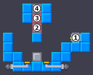 1 = R4C8, 2 to 4 are the contiguous stack of boxes at column 4, marked from bottom to top.