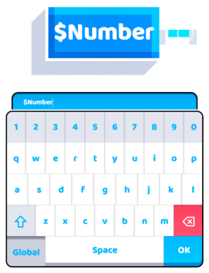 Keypad shown with mode being changed to Global.