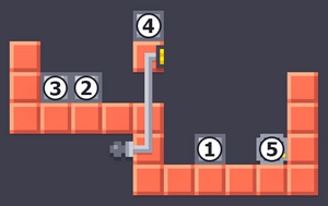 1 = R5C7, 2 = R3C3, 3 = R3C2, 4 = R1C5, 5 = R5C9.