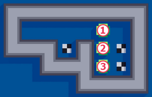 Balls 1 to 3 are marked from top to bottom.